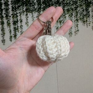 Crochet Cream Pumpkin Keychain